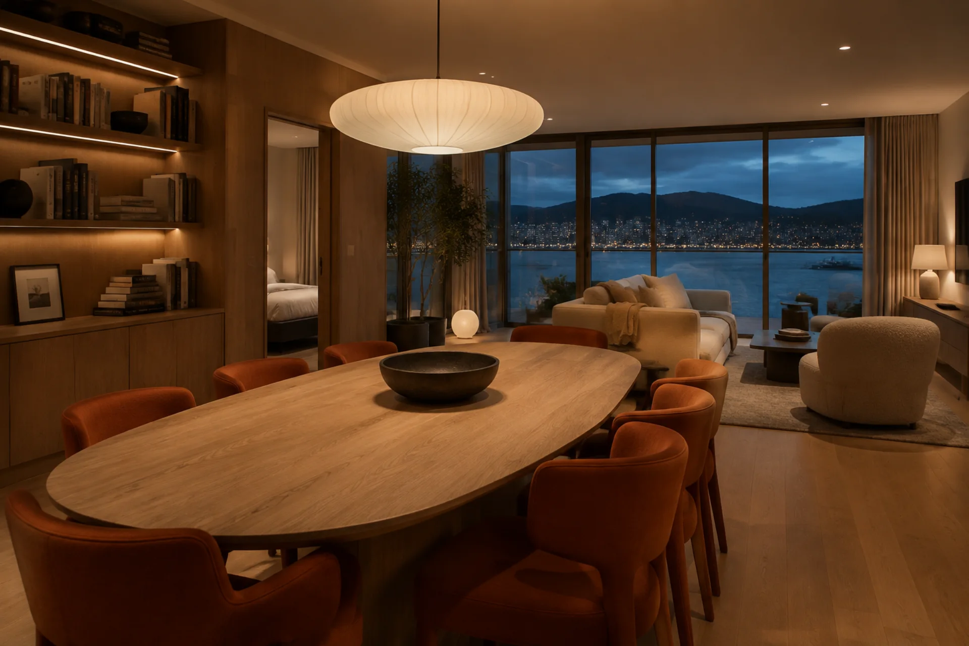 Dining and living room of the Quay Residence